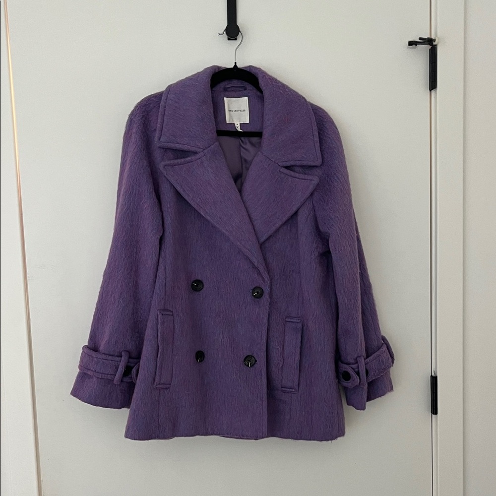 Avec Les Filles Lavender Double-Breasted Pea Coat
